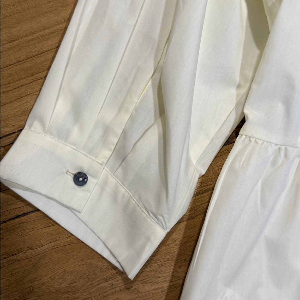 Women's Cream Ruffle Front Button-Up Top - Picture 5 of 8
